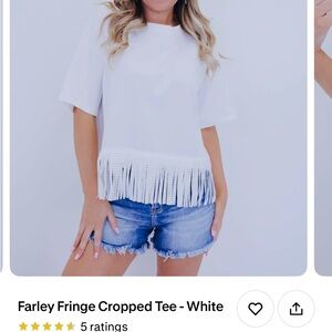 Elegant White Fringe Short Sleeve Top